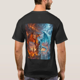 神話の炎と氷のドラゴン・ゲーマー・ファンタジーTシャツ Tシャツ