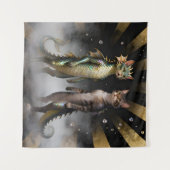 神話の猫ドラゴン タペストリー (正面(横))