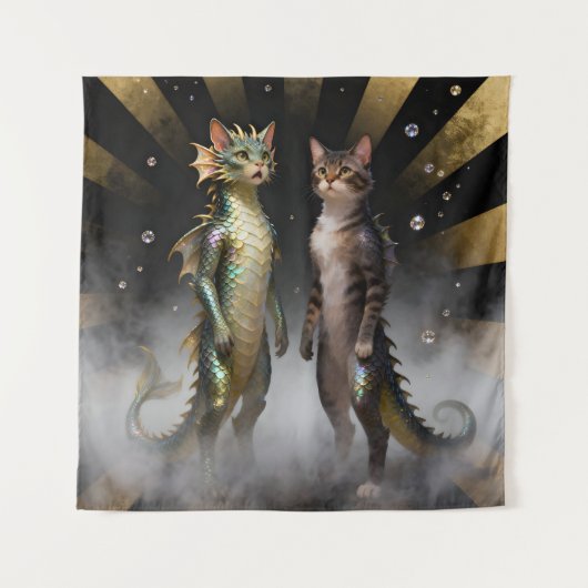 神話の猫ドラゴン タペストリー (正面)