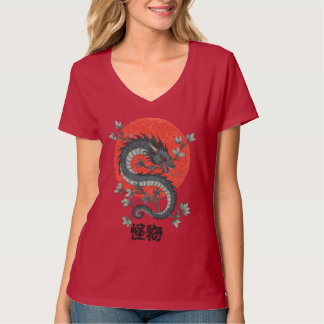 神話の獣が赤い太陽の下に昇る Tシャツ