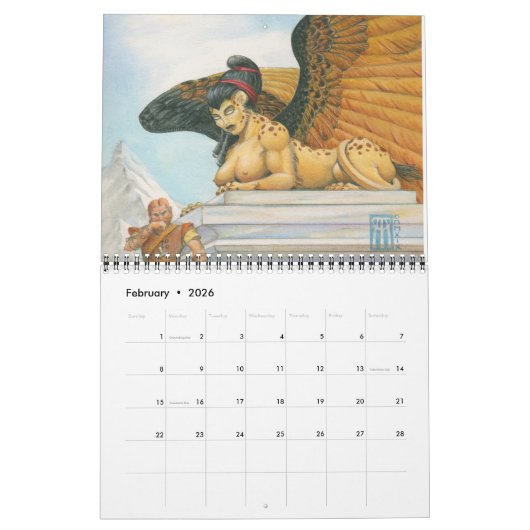 神話の生き物2023 カレンダー (2月 2026)