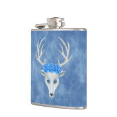 神話の白い鹿ヘッド〔雄ジカの〕枝角顔ブルーバラ フラスク (左)