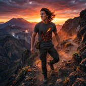 神話の領域 ファイアドラゴン グラフィック Tシャツ