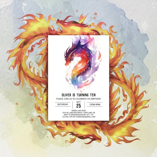 神話カスタム的なキッズドラゴン誕生日 招待状