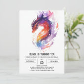 神話カスタム的なキッズドラゴン誕生日 招待状 (スタンド正面)