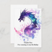 神話キッお洒落ズドラゴン誕生日 サンキューカード (正面/裏面)