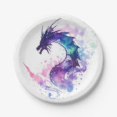 神話キッお洒落ズドラゴン誕生日 ペーパープレート (正面)