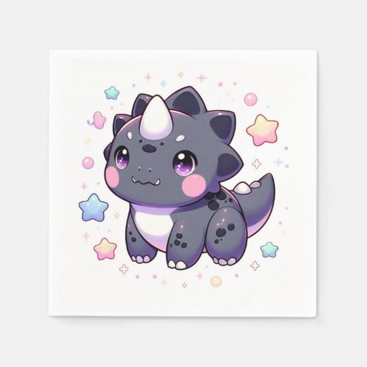 神話シンプル的な恐竜の赤ちゃんシャワー スタンダードカクテルナプキン (正面)