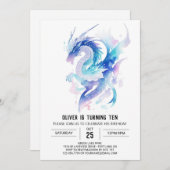 神話ドラゴンの威厳のある誕生日 招待状 (正面/裏面)