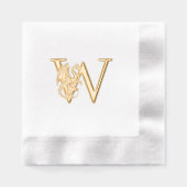 神話ドラゴンオーバー独身のイニシャルモノグラム 箔ナプキン (正面)