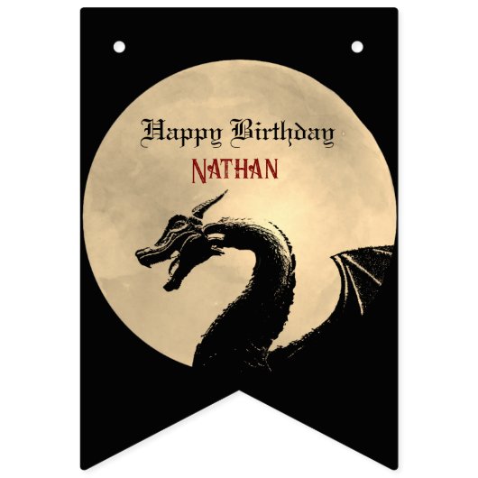 神話ドラゴンパーソナライズされた誕生日 バンティングフラッグ (第1の旗)