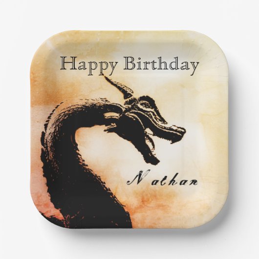 神話ドラゴン誕生日 ペーパープレート (正面)