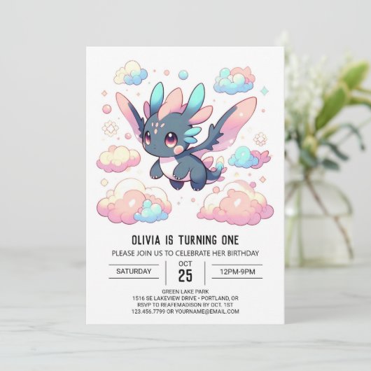 神話ドラゴン1st誕生日 招待状 (スタンド正面)