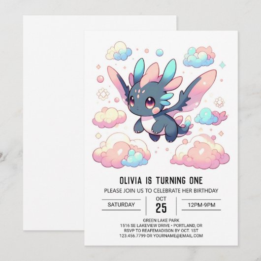 神話ドラゴン1st誕生日 招待状 (正面/裏面)