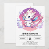 神話パステルドラゴン1st誕生日 招待状 (正面/裏面)