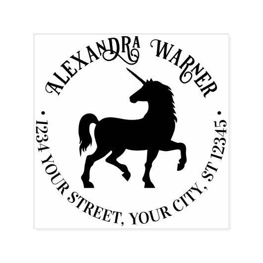 神話ユニコーンシルエット名差出人住所 セルフインキングスタンプ (デザイン)