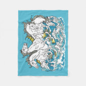 神話上の四頭の海馬 フリースブランケット (正面)