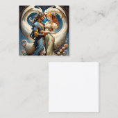 神話的なハーフドラゴンとコアガールの彼の真珠 スクエア名刺 (正面/裏面)