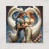 神話的なハーフドラゴンとコアガールの彼の真珠 スクエア名刺 (正面)