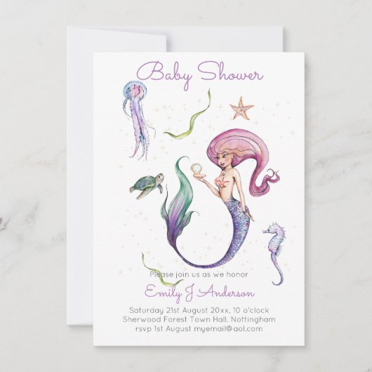 神話的な人魚と友人ベビーシャワーIncl Env. (正面)