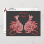 神話的な狂言的な生き物のかわいい赤い竜 ポストカード (正面/裏面)