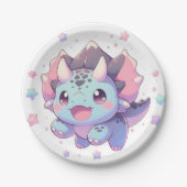 神話的な甘い恐竜の赤ちゃんシャワー ペーパープレート (正面)