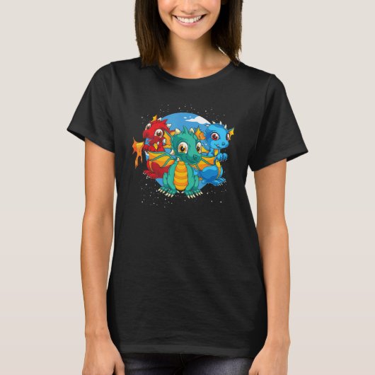 神話的な生き物ファンタジー動物かわいい龍 Tシャツ (正面)