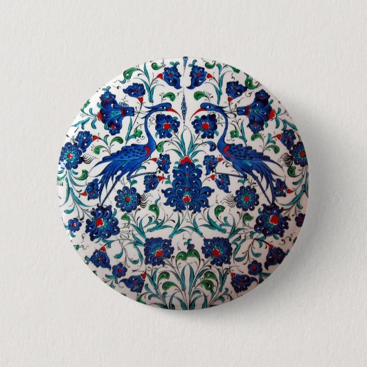 神話的な鷲の鳥のデザインのタイルの芸術 缶バッジ (正面)