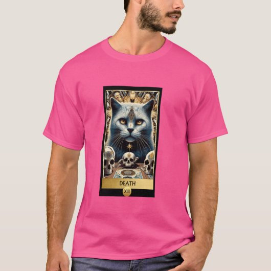 神話的な黒猫の死のスカルタロットカード幸運 Tシャツ (正面)