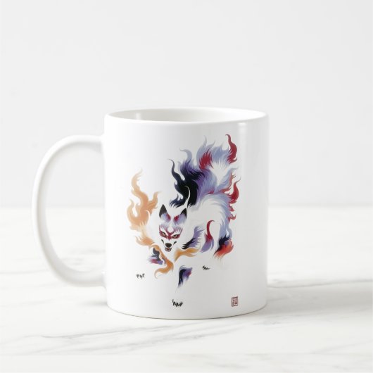 神話的伝統的きつね コーヒーマグカップ (左)