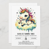 神話的至福ユニコーン誕生日 招待状 (正面/裏面)