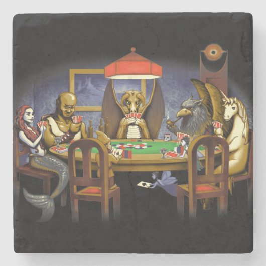 神話的遊生物トランプのポーカー ストーンコースター (正面)
