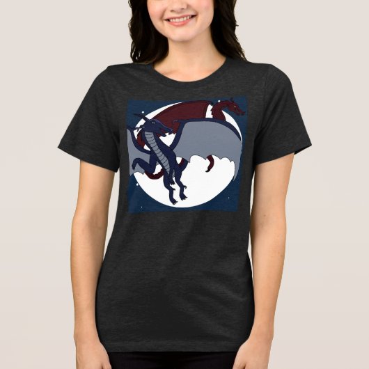 神話級ファンタジードラゴン月ゲーマー トライブレンドTシャツ (正面)