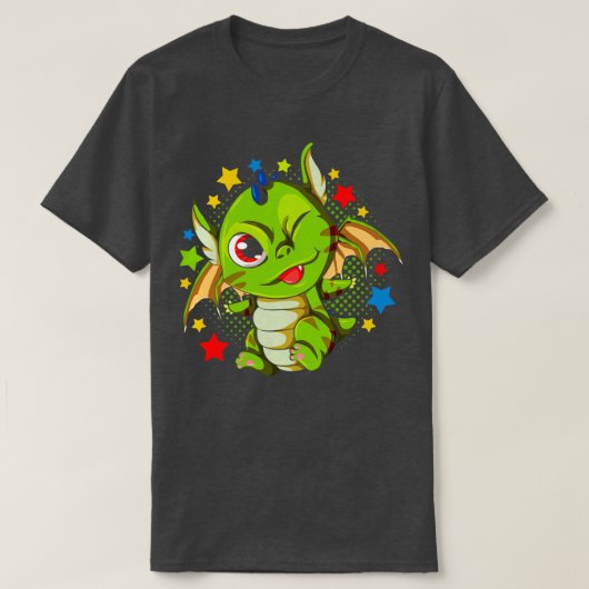神話龍ファンタジークリーチャーかわいいドラゴン Tシャツ (デザイン正面)