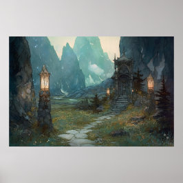 神谷を曲がりくねった石造りの道 ポスター