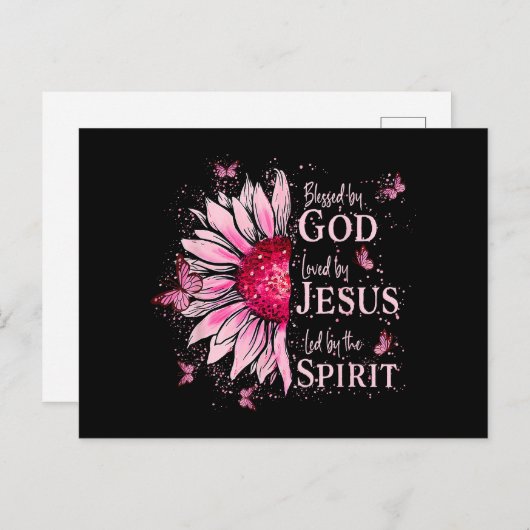 神賛美に愛される – イエズピンクヒマワリ シーズンポストカード (正面/裏面)