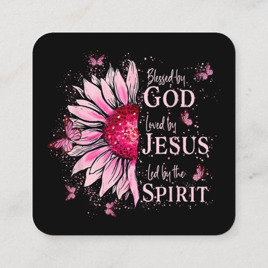 神賛美に愛される – イエズピンクヒマワリ スクエア名刺 (裏面)