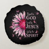 神賛美に愛される – イエズピンクヒマワリ ラウンドクッション (裏面)