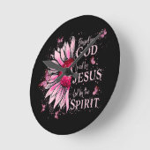 神賛美に愛される – イエズピンクヒマワリ ラウンド壁時計 (傾斜)