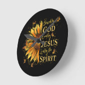 神賛美に – イエスに愛されるヒマワリ ラウンド壁時計 (傾斜)