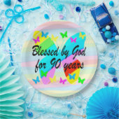 神賛美蝶90番目の誕生日紙プレート ペーパープレート (パーティー)