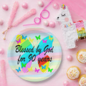 神賛美蝶90番目の誕生日紙プレート ペーパープレート (パーティー)