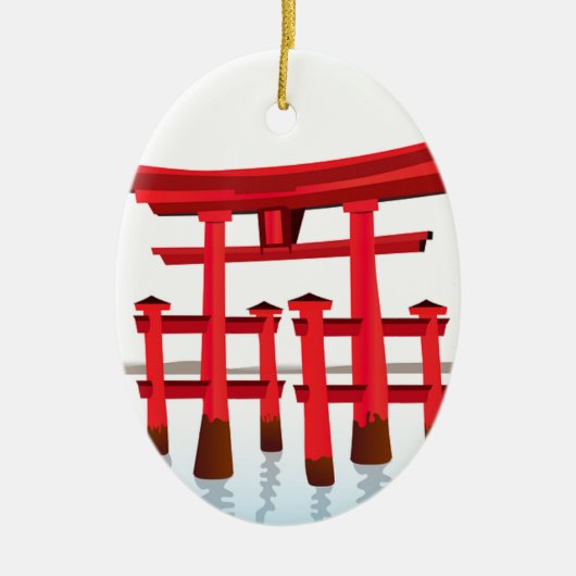 神道の日本のなゲートの建築の建物文化 セラミックオーナメント (正面)