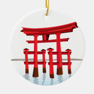 神道の日本のなゲートの建築の建物文化 セラミックオーナメント