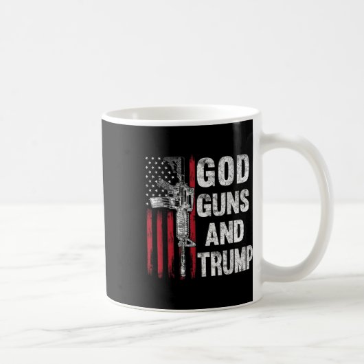 神銃とトランプ第2修正国旗Ar15 コーヒーマグカップ (右)