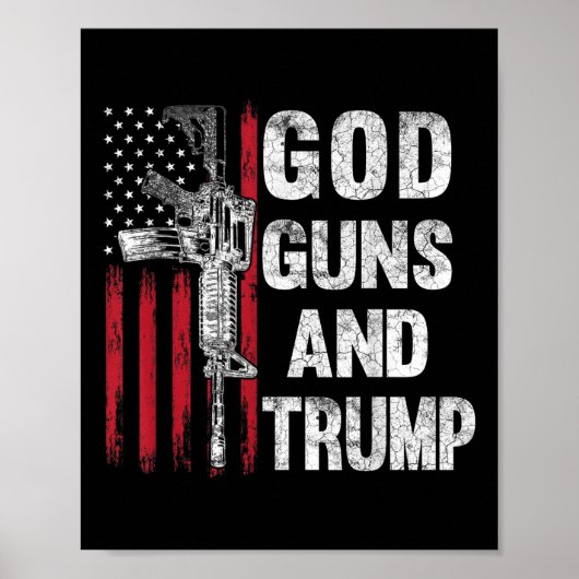 神銃とトランプ第2修正国旗Ar15 ポスター (正面)