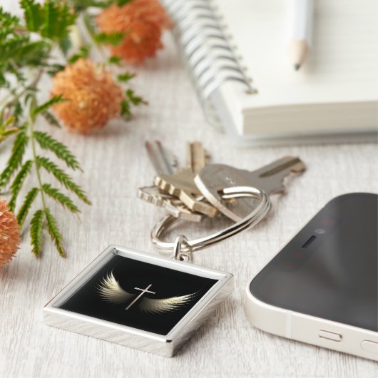 神霊の鳩の翼が付いているキリスト教の十字 キーホルダー (側面)