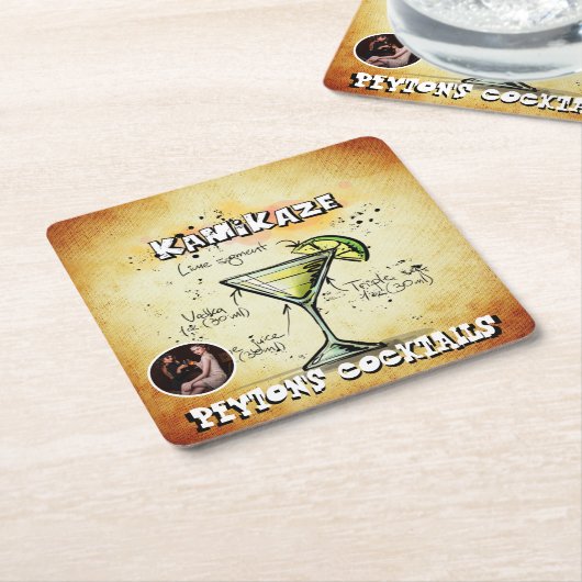 神風カクテルパーティー スクエアペーパーコースター (アングル)