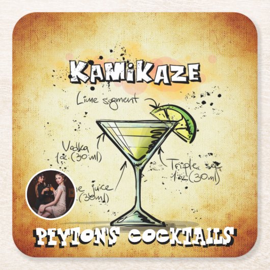 神風カクテルパーティー スクエアペーパーコースター (正面)