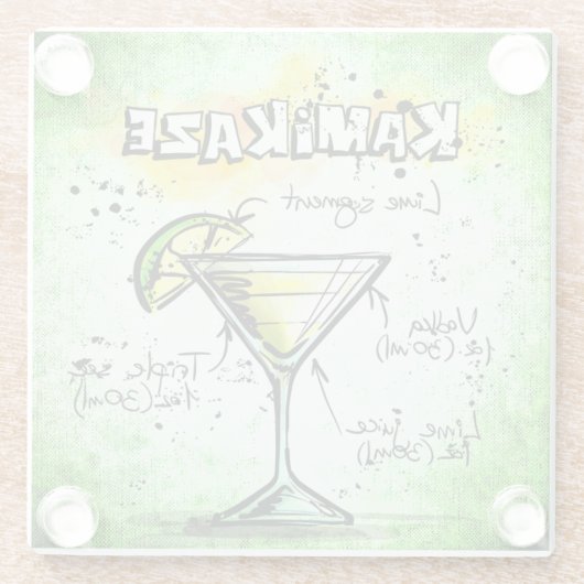 神風ドリンクレシピ ガラスコースター (裏面)